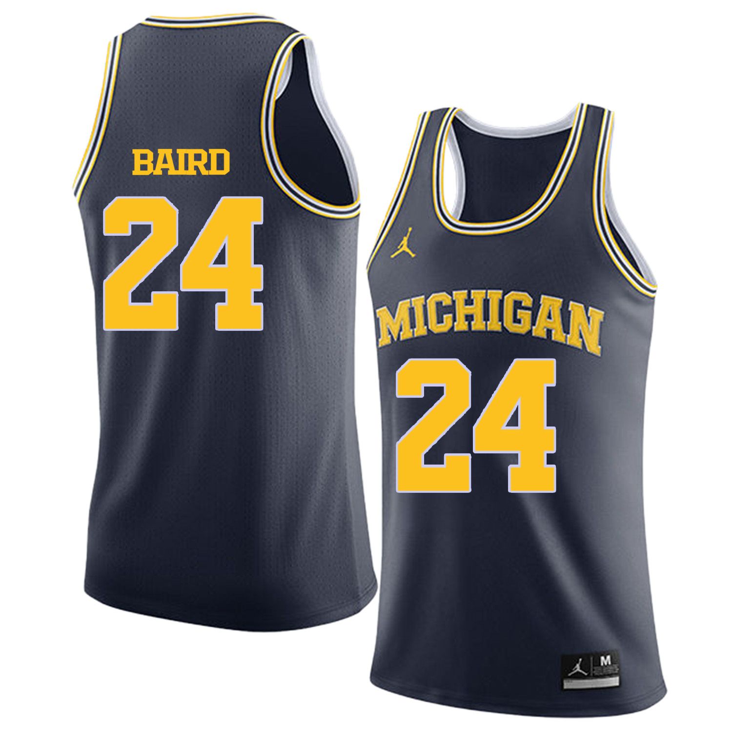 Men Jordan University of Michigan Basketball Navy 24 Baird Customized NCAA Jerseys